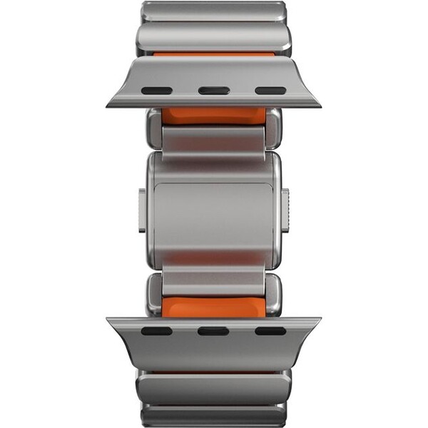 Nomad-Stratos-Band-FKM-reminek-Apple-Watch-45-46-49mm-Natural-Titanium-Ultra-Orange