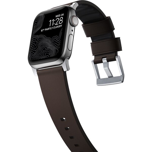 Nomad-Active-Strap-Pro-hydrofobni-kozeny-reminek-Apple-Watch-49-46-45-44-42mm-hnedy-stribrny