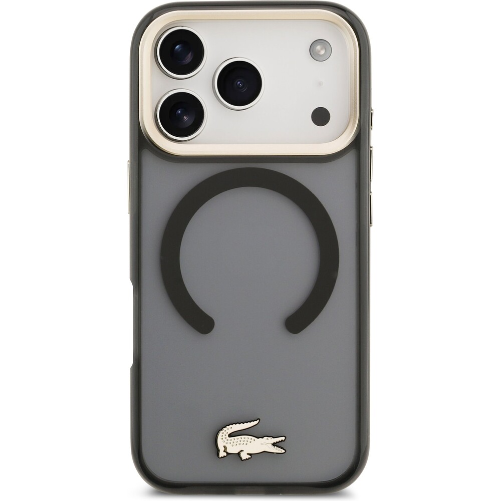 Lacoste-PC-TPU-Frosted-Finish-Gold-Logo-MagSafe-kryt-iPhone-17-Pro-cerny