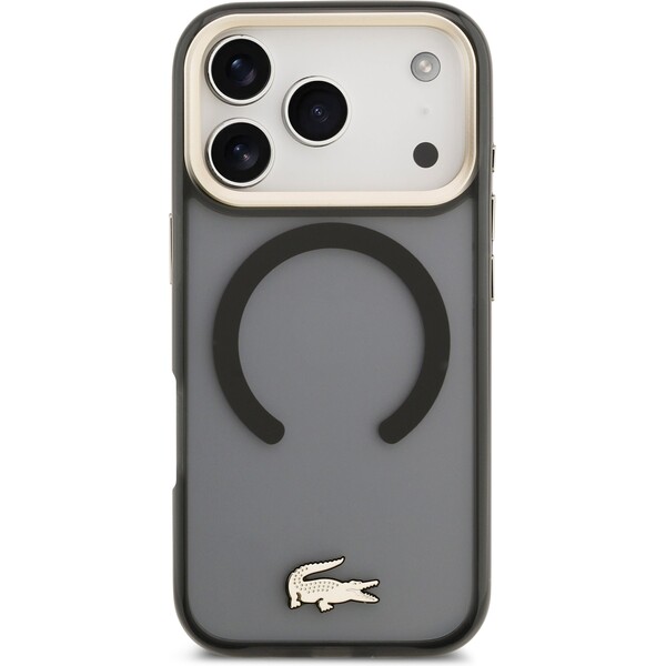 Lacoste-PC-TPU-Frosted-Finish-Gold-Logo-MagSafe-kryt-iPhone-17-Pro-cerny
