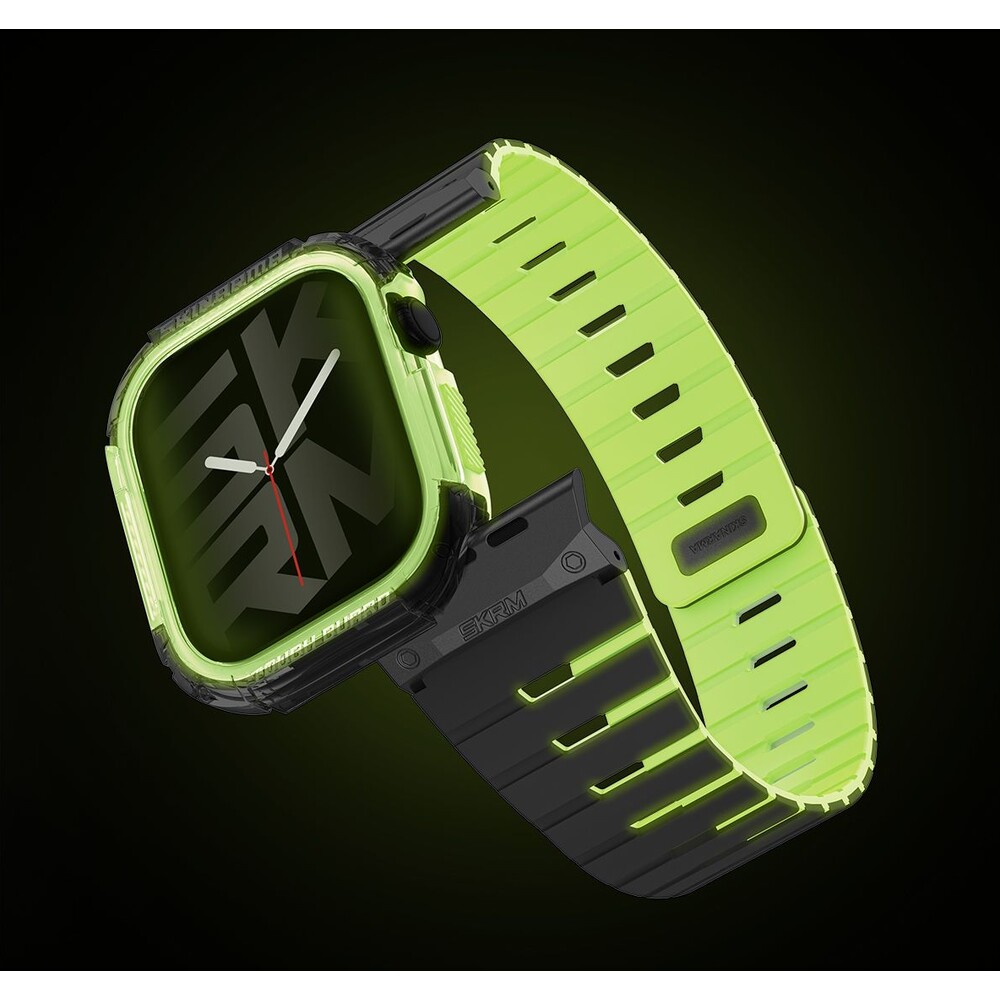 SKINARMA-Gemini-Atom-reminek-a-kryt-Apple-Watch-46mm-limetkovy-neonovy-