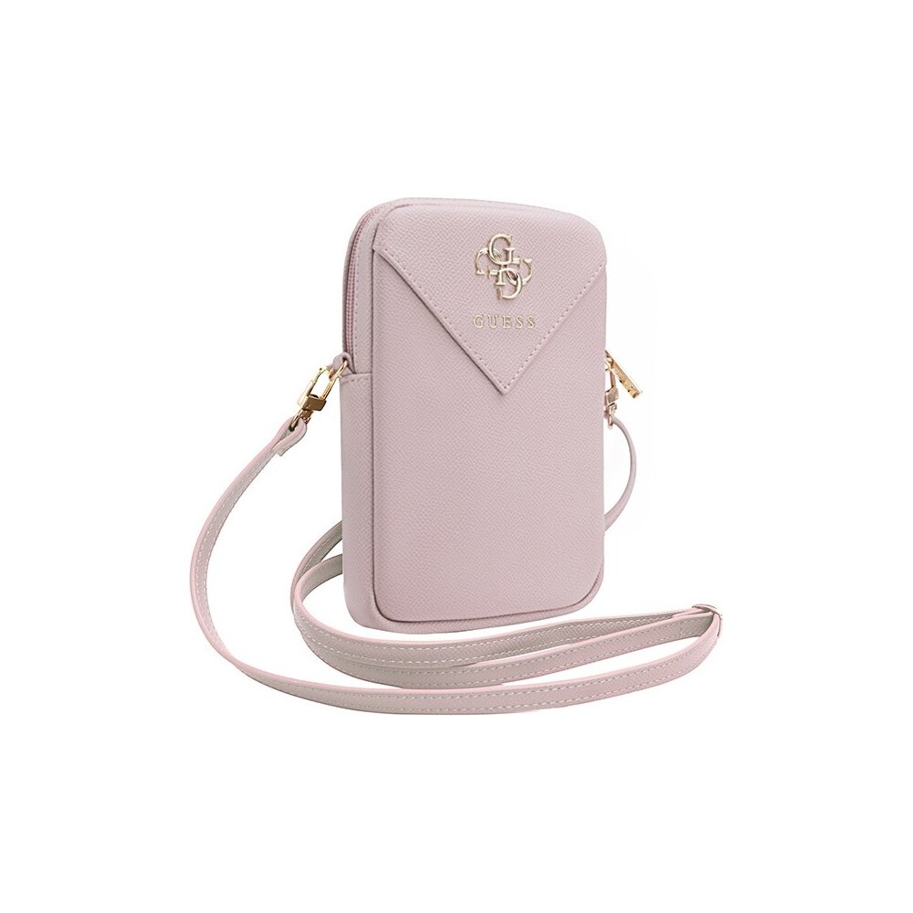 Guess-PU-Grained-4G-Metal-Logo-taska-na-telefon-se-zipem-ruzova