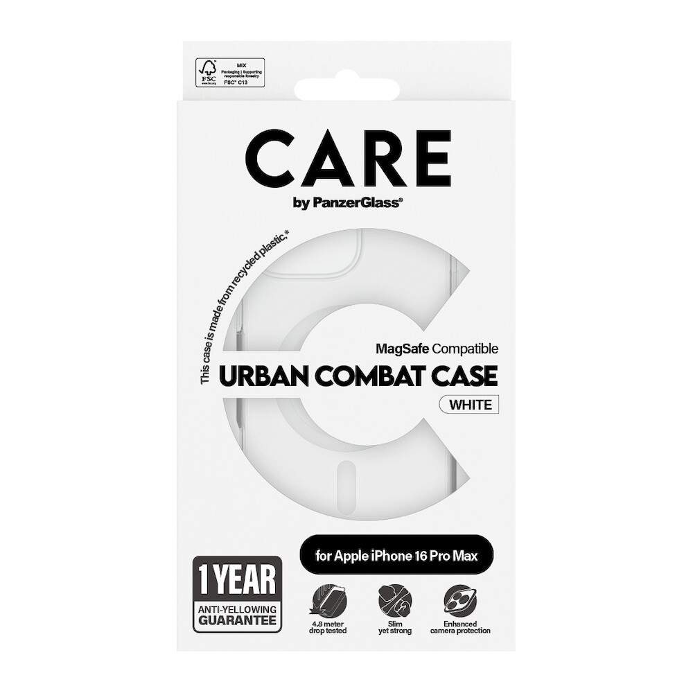 PanzerGlass-CARE-kryt-Apple-iPhone-16-Pro-Max-MagSafe-Urban-Combat-ciry-bily