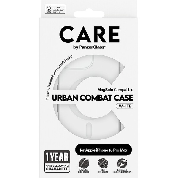 PanzerGlass-CARE-kryt-Apple-iPhone-16-Pro-Max-MagSafe-Urban-Combat-ciry-bily