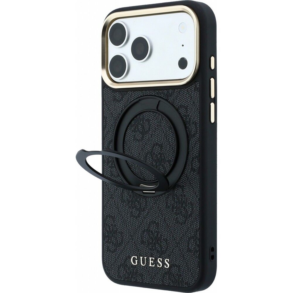 Guess-PU-4G-Ring-Stand-MagSafe-kryt-iPhone-18-Pro-cerny