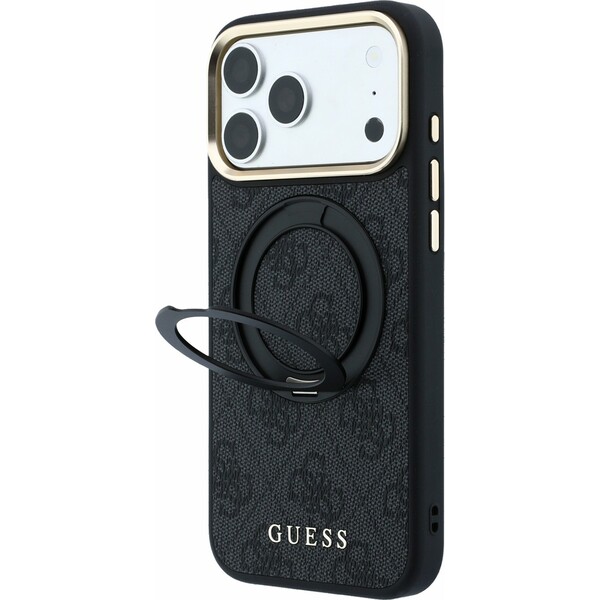 Guess-PU-4G-Ring-Stand-MagSafe-kryt-iPhone-18-Pro-cerny