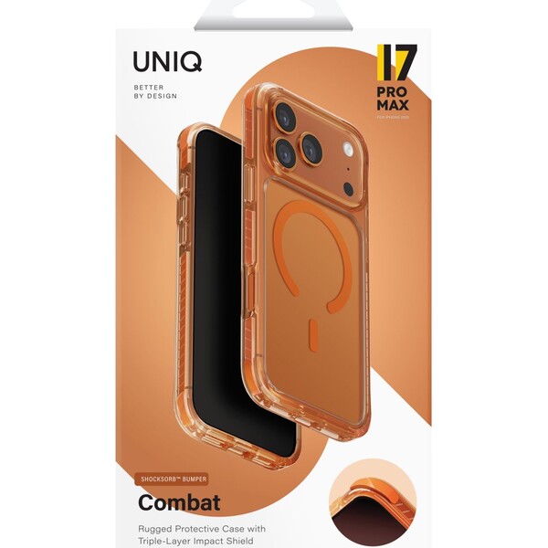 UNIQ-Combat-MagClick-MagSafe-kryt-iPhone-17-Pro-Max-Volt-Orange