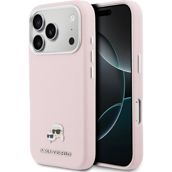 Karl-Lagerfeld-PU-Karl-and-Choupette-Heads-Pins-MagSafe-kryt-iPhone-17-Pro-Max-ruzovy