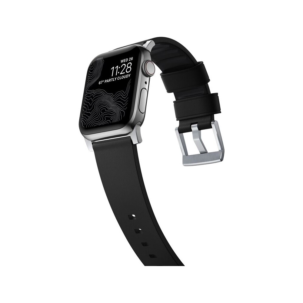 Nomad-Active-Strap-Pro-hydrofobni-kozeny-reminek-Apple-Watch-49-45-44-42mm-cerny-stribrny