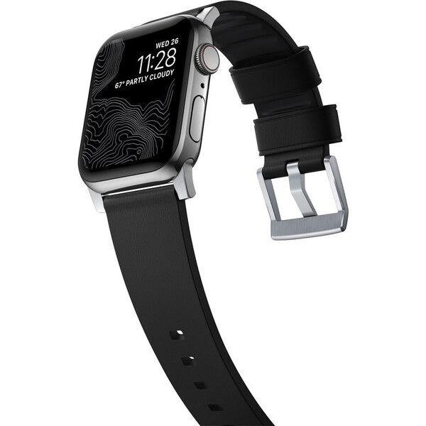 Nomad-Active-Strap-Pro-hydrofobni-kozeny-reminek-Apple-Watch-49-45-44-42mm-cerny-stribrny