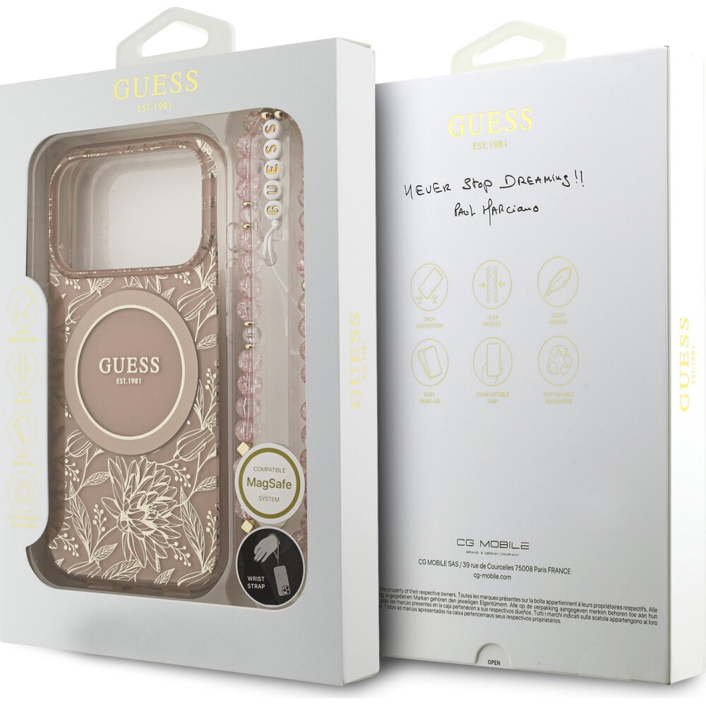 Guess-IML-Flowers-Allover-Strap-MagSafe-kryt-iPhone-17-Pro-ruzovy