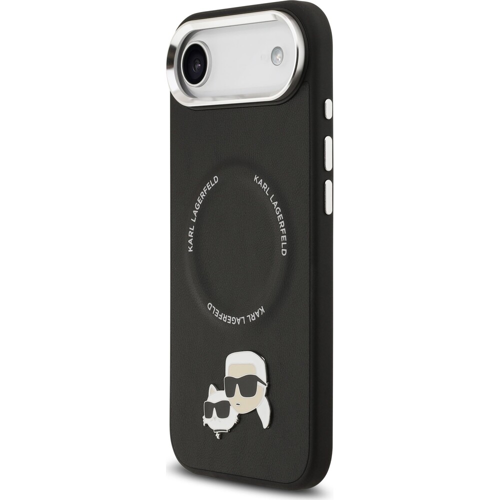 Karl-Lagerfeld-PU-Karl-and-Choupette-Heads-Pins-MagSafe-kryt-iPhone-Air-cerny