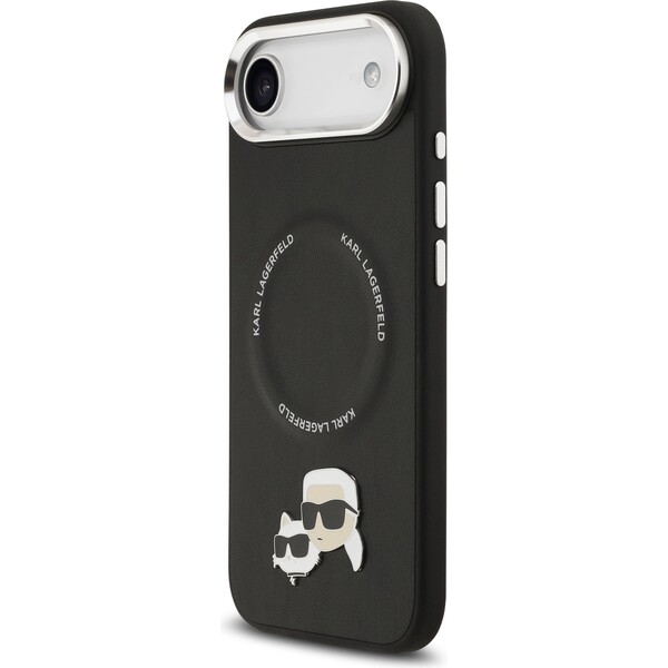 Karl-Lagerfeld-PU-Karl-and-Choupette-Heads-Pins-MagSafe-kryt-iPhone-Air-cerny