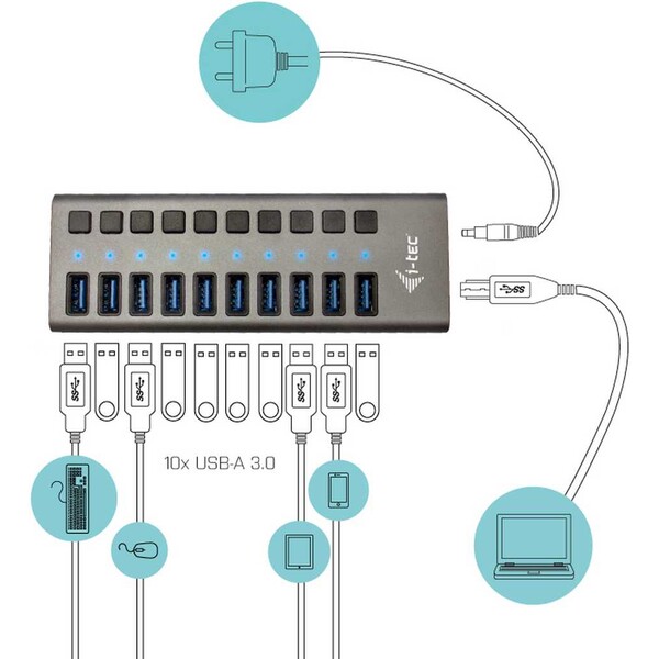 i-tec-USB-3-0-Charging-HUB-10-Port-Power-Adapter-48-W-stribr