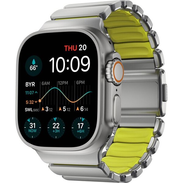 Nomad-Stratos-Band-FKM-reminek-Apple-Watch-45-46-49mm-Natural-Titanium-Volt