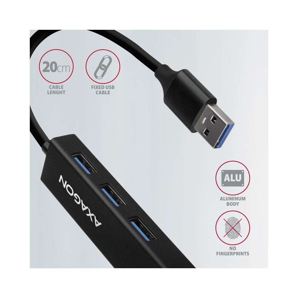 AXAGON-HMAGL3A-USB-3-2-Gen-1-hub-porty-3x-USBA-Gigabit-Ethernet-kovovy-kabel-USBA-20cm