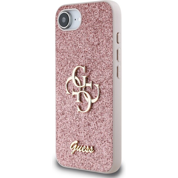 Guess-PU-Fixed-Glitter-4G-Metal-Logo-kryt-iPhone-17e-16e-ruzovy