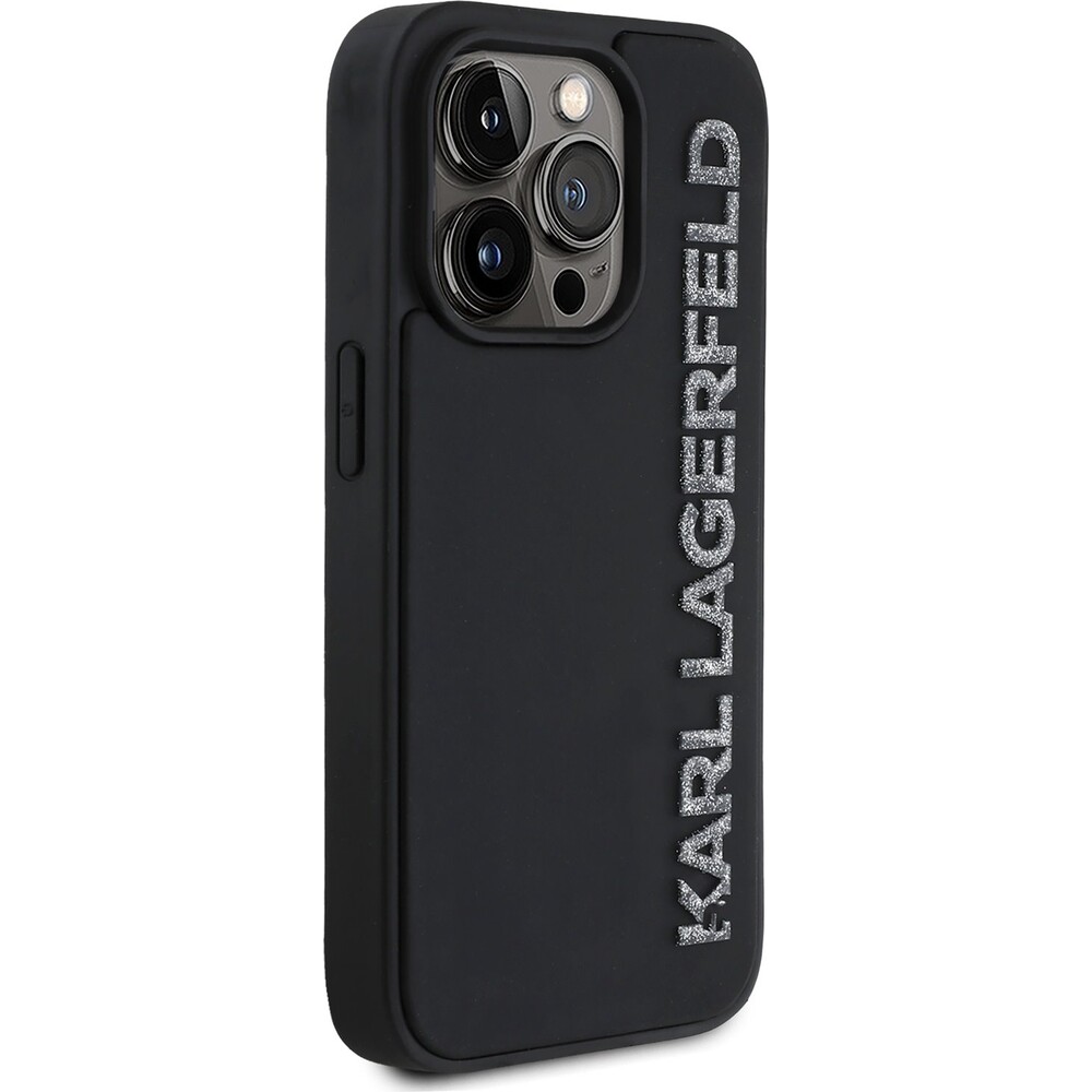 Karl-Lagerfeld-3D-Rubber-Glitter-Logo-kryt-iPhone-13-Pro-cerny