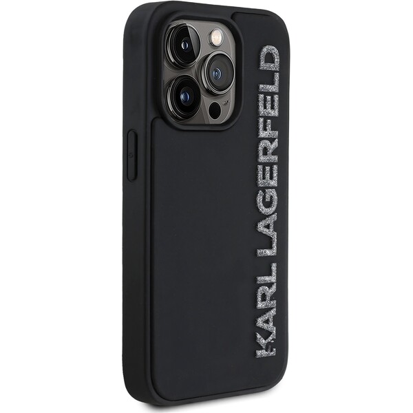 Karl-Lagerfeld-3D-Rubber-Glitter-Logo-kryt-iPhone-13-Pro-cerny