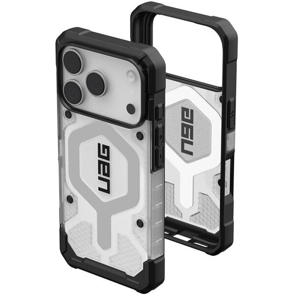 UAG-Pathfinder-Clear-Magsafe-kryt-iPhone-17-Pro-ciry-stribrny