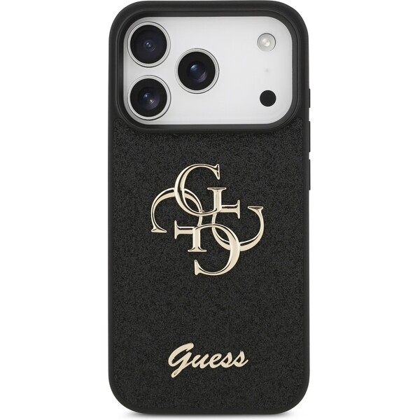 Guess-PU-Fixed-Glitter-4G-Metal-Logo-kryt-iPhone-17-Pro-cerny