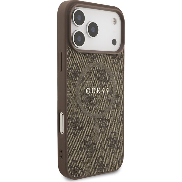 Guess-PU-Leather-4G-Colored-Ring-MagSafe-Zadni-Kryt-pro-iPhone-17-Pro-Max-hnedy
