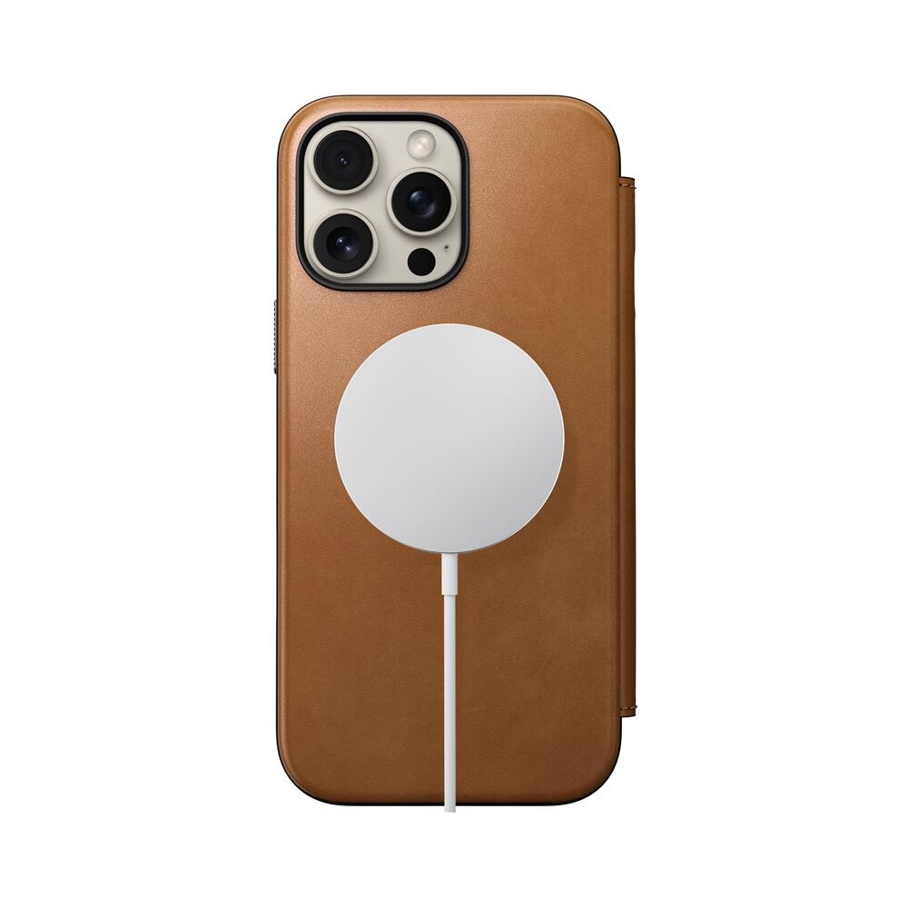 Nomad-Modern-Leather-Folio-MagSafe-pouzdro-iPhone-16-Pro-Max-svetle-hnede