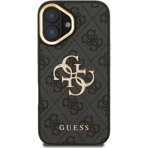 Guess-PU-4G-Metal-Logo-Stand-Camera-Frame-kryt-iPhone-16-cerny