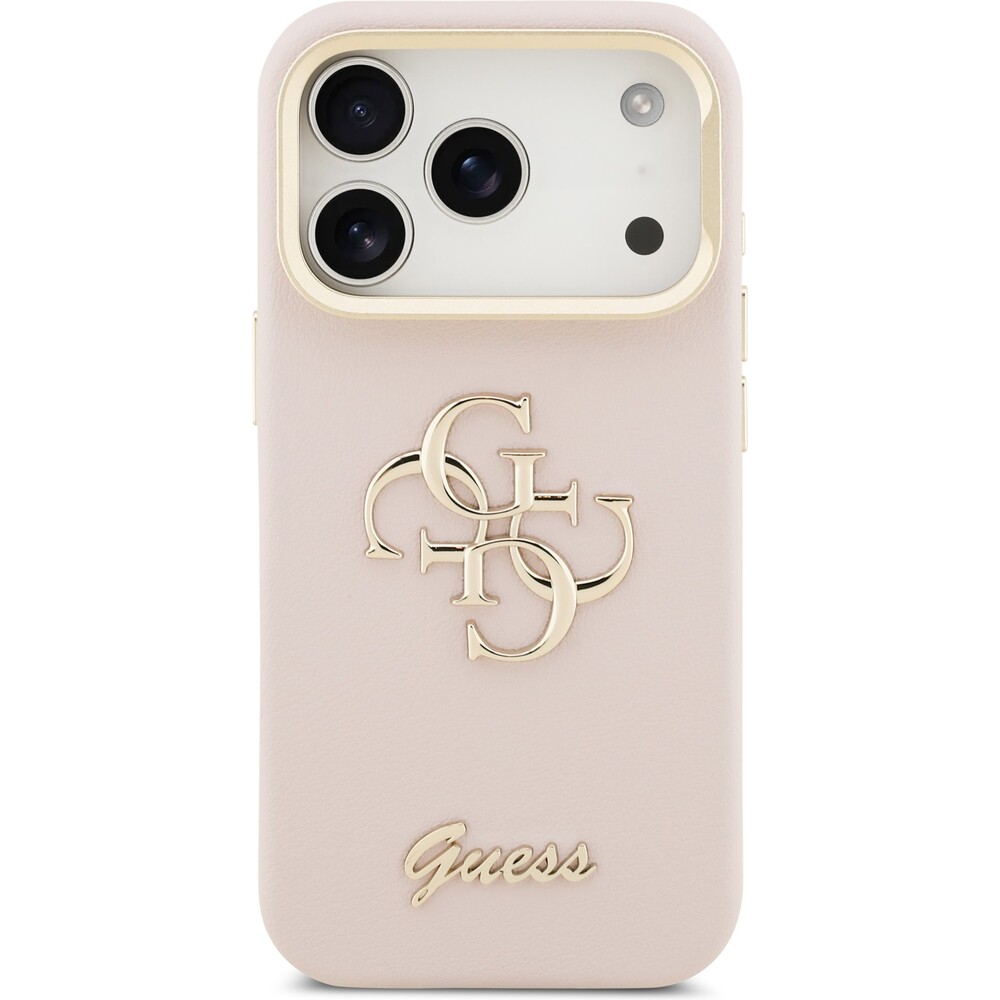Guess-PU-Grained-4G-Logo-Stand-Camera-Frame-kryt-iPhone-17-Pro-ruzovy