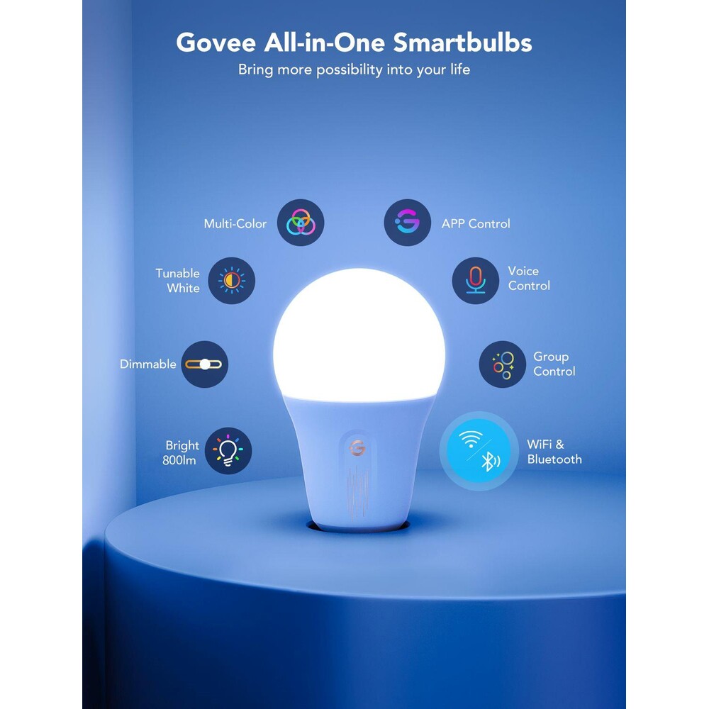 Govee-Smart-zarovka-RGBWW-9W-60W-800lm-E27-Long-Life