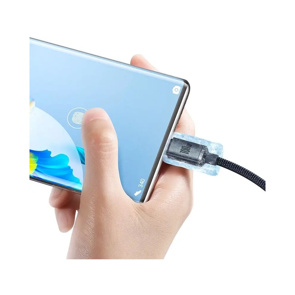 Baseus-Crystal-Shine-USB-A-USB-C-napajeci-kabel-100W-1-2m-cerny