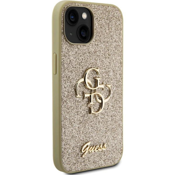 Guess PU Fixed Glitter 4G Metal Logo kryt iPhone 15 zlatý - Pouzdra - Obrázek 4RX4000701