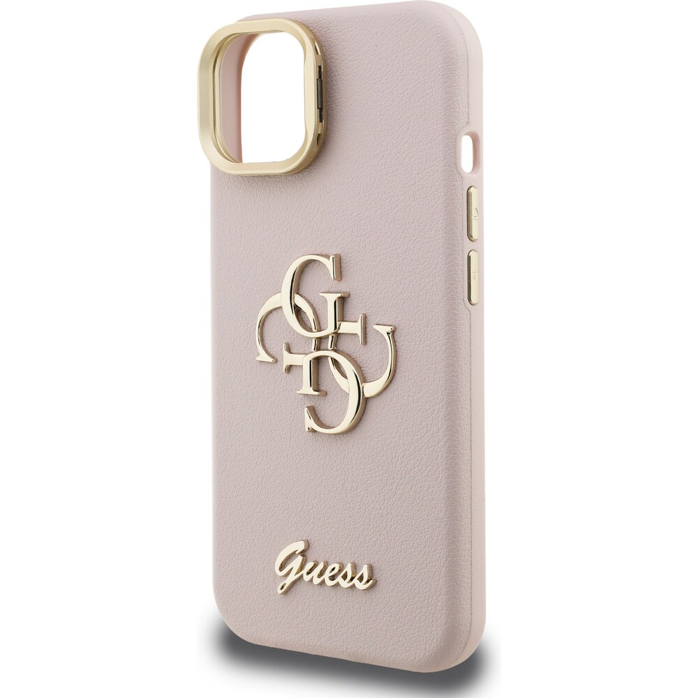 Guess-PU-Grained-4G-Logo-Stand-Camera-Frame-kryt-iPhone-15-ruzovy