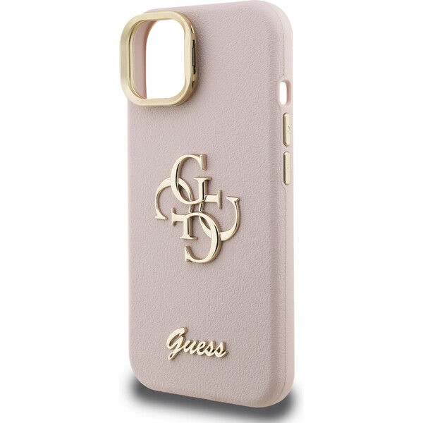 Guess-PU-Grained-4G-Logo-Stand-Camera-Frame-kryt-iPhone-15-ruzovy