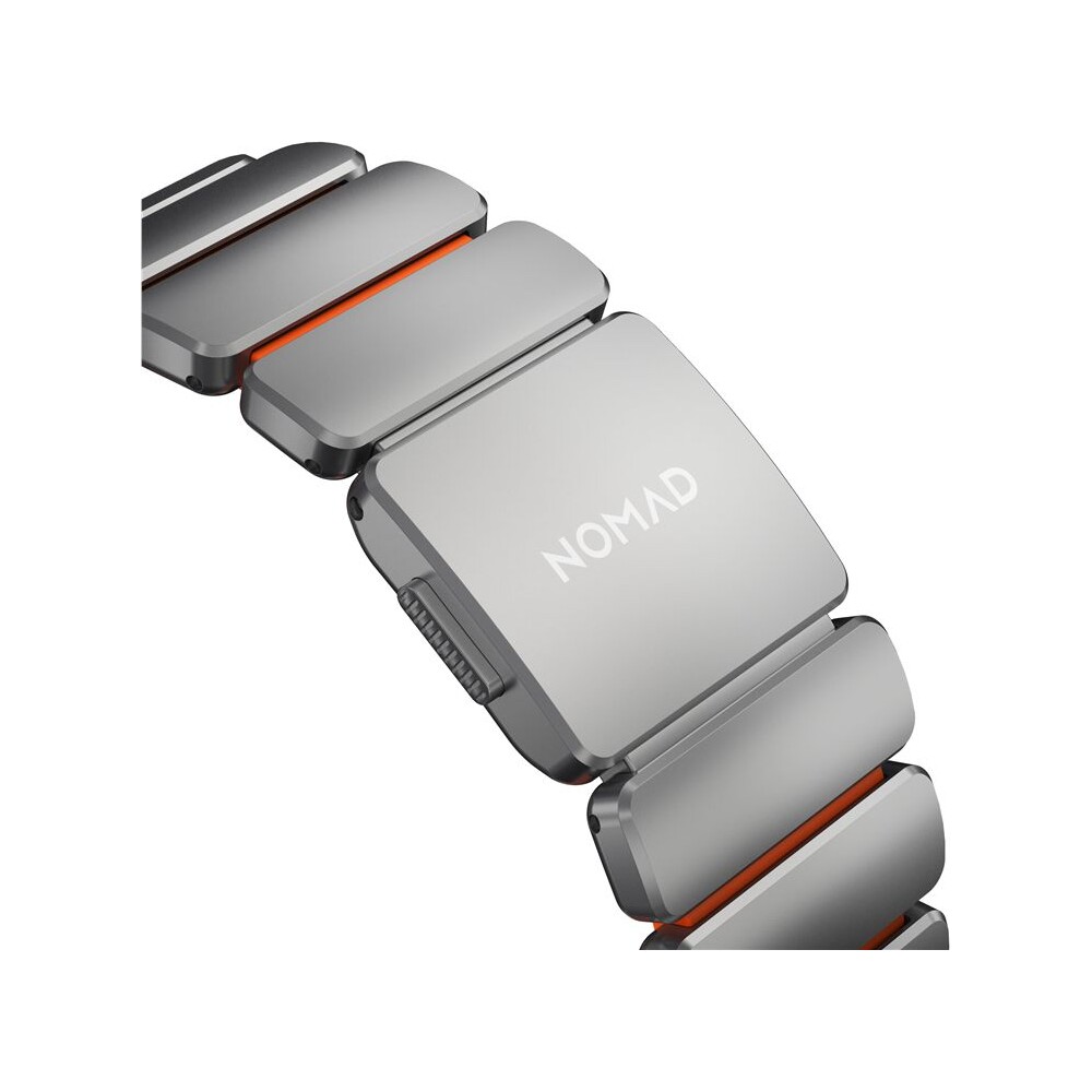 Nomad-Stratos-Band-FKM-reminek-Apple-Watch-45-46-49mm-Natural-Titanium-Ultra-Orange