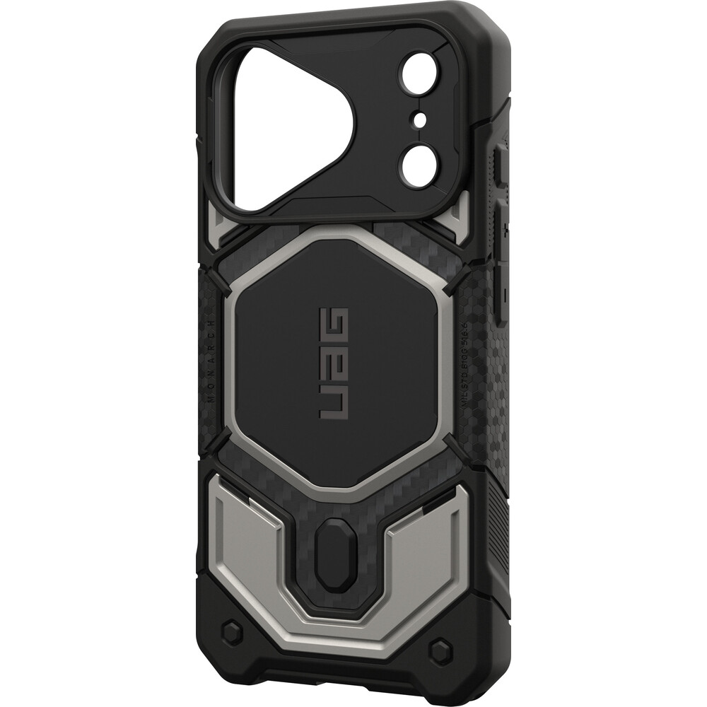 UAG-Monarch-Pro-MagSafe-Titanium-kryt-iPhone-18-Pro-17-Pro-stribrny