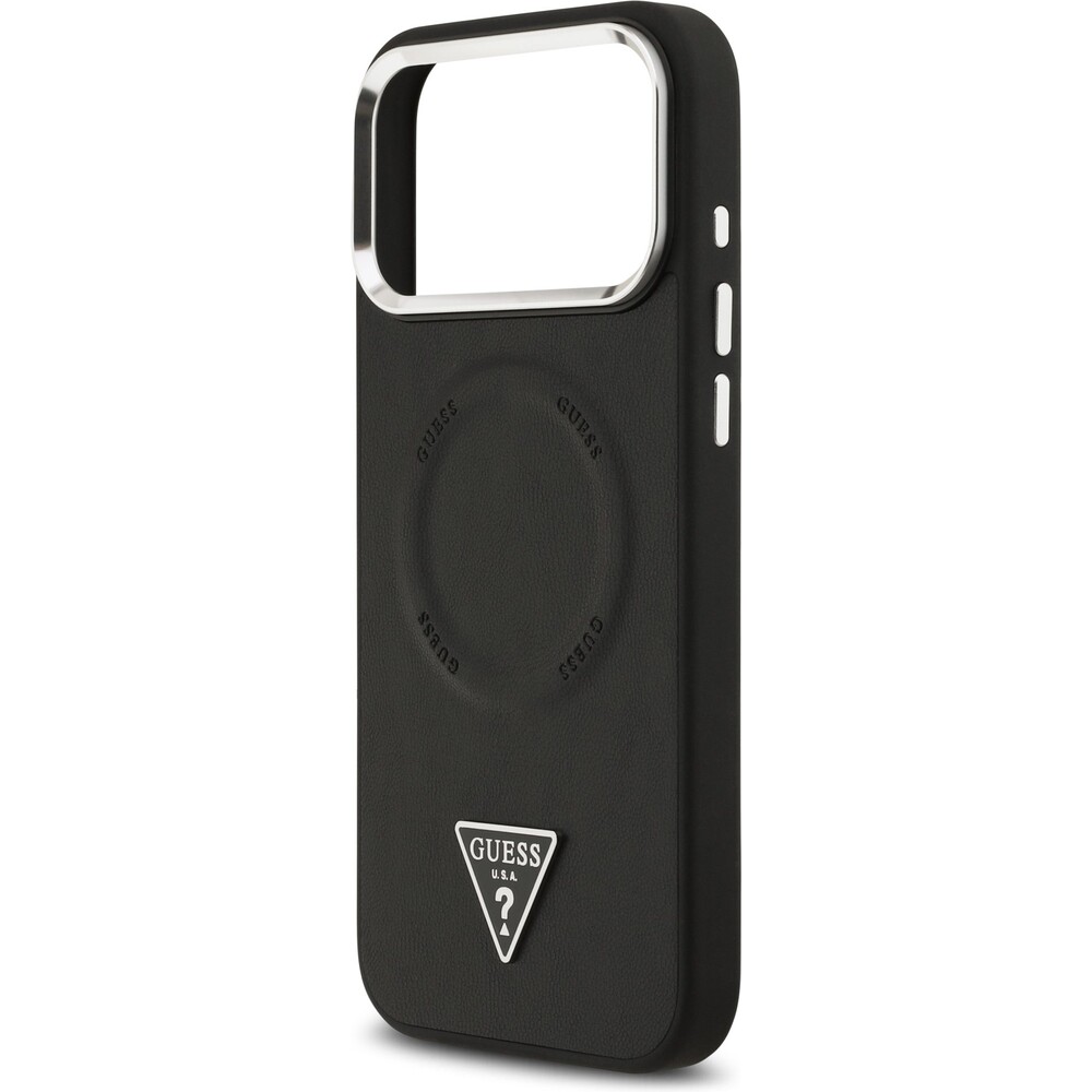 Guess-PU-Leather-Triangle-Logo-MagSafe-kryt-iPhone-17-Pro-cerny