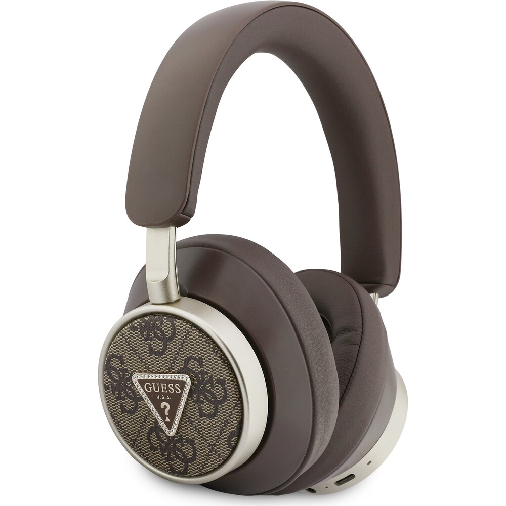 Guess-PU-4G-Triangle-Logo-ENC-bezdratova-sluchatka-hneda