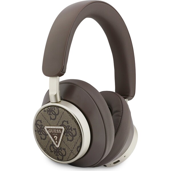Guess-PU-4G-Triangle-Logo-ENC-bezdratova-sluchatka-hneda