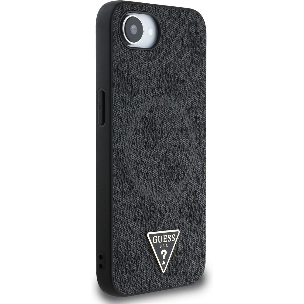 Guess-PU-4G-Strass-Triangle-Metal-Logo-kryt-iPhone-17e-16e-cerny