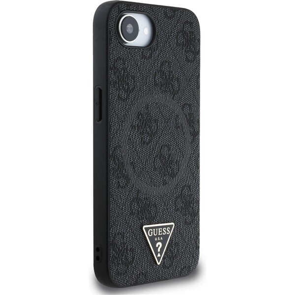 Guess-PU-4G-Strass-Triangle-Metal-Logo-kryt-iPhone-17e-16e-cerny
