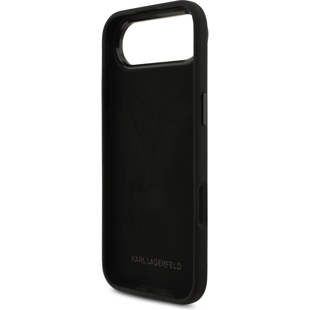 Karl-Lagerfeld-Liquid-Silicone-Metal-Ikonik-kryt-iPhone-Air-cerny
