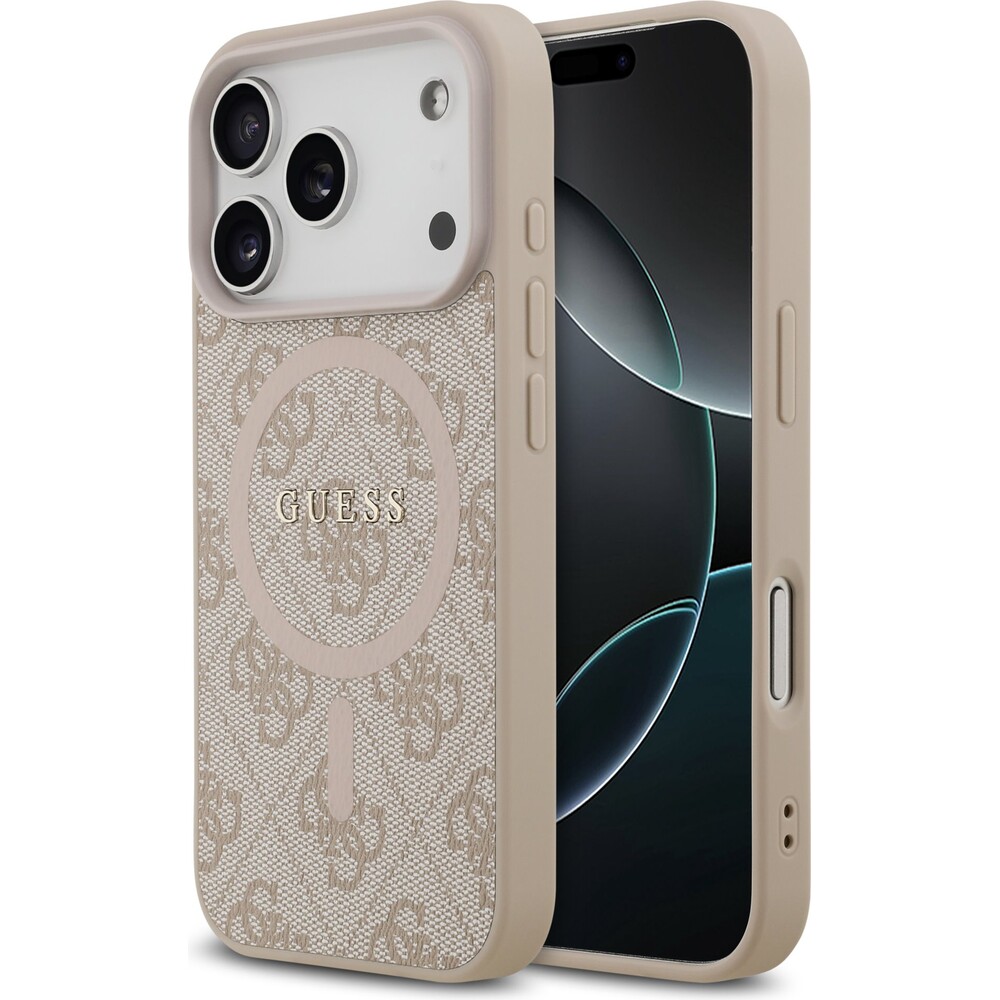 Guess-PU-Leather-4G-Colored-Ring-MagSafe-Zadni-Kryt-pro-iPhone-17-Pro-ruzovy