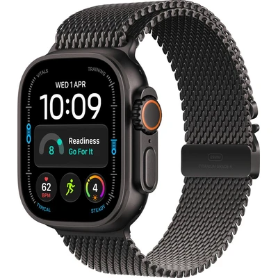 Apple Watch Ultra 4 49mm Černý titan s černým titanovým milánským tahem M