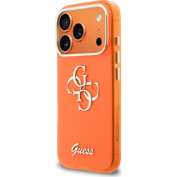 Guess-IML-4G-Script-Metal-Logo-kryt-iPhone-17-Pro-oranzovy