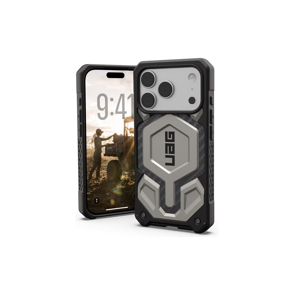 UAG-Monarch-Pro-MagSafe-Titanium-kryt-iPhone-17-Pro-stribrny
