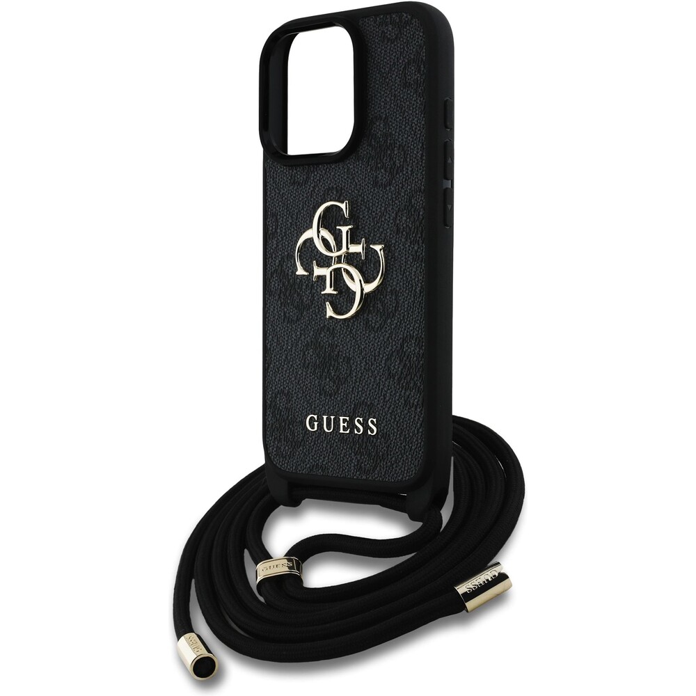 Guess-PU-4G-Metal-Logo-Crossbody-popruh-kryt-iPhone-15-Pro-Max-cerny