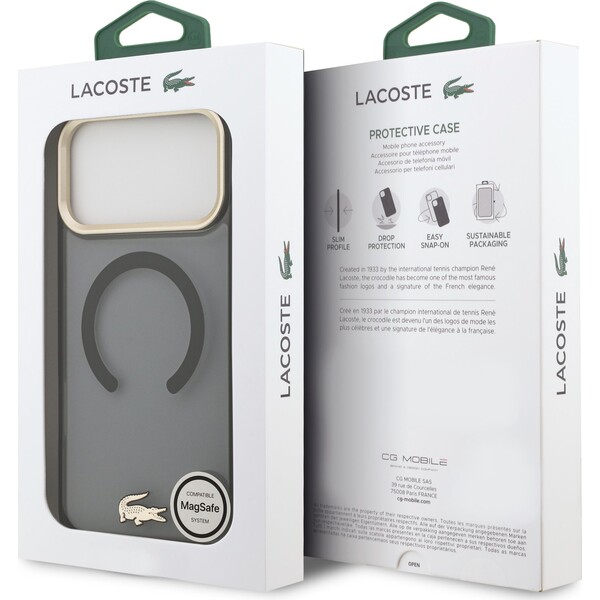 Lacoste-PC-TPU-Frosted-Finish-Gold-Logo-MagSafe-kryt-iPhone-17-Pro-Max-cerny