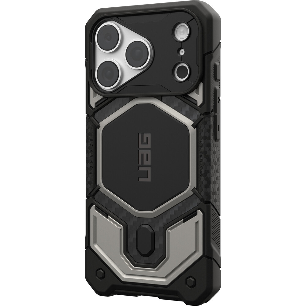 UAG-Monarch-Pro-MagSafe-Titanium-kryt-iPhone-18-Pro-17-Pro-stribrny