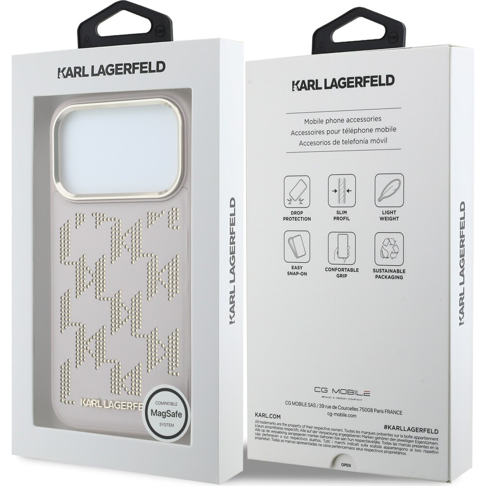Karl-Lagerfeld-PU-Perforated-Monogram-MagSafe-kryt-iPhone-17-Pro-ruzovy